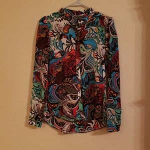 Paisley print button up blouse